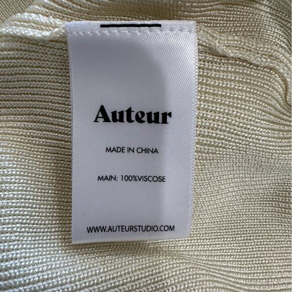 Auteur Studio Nour Rib Knit Maxi Dress Women’s Size XL Ivory Sheath Strappy - Picture 11 of 16